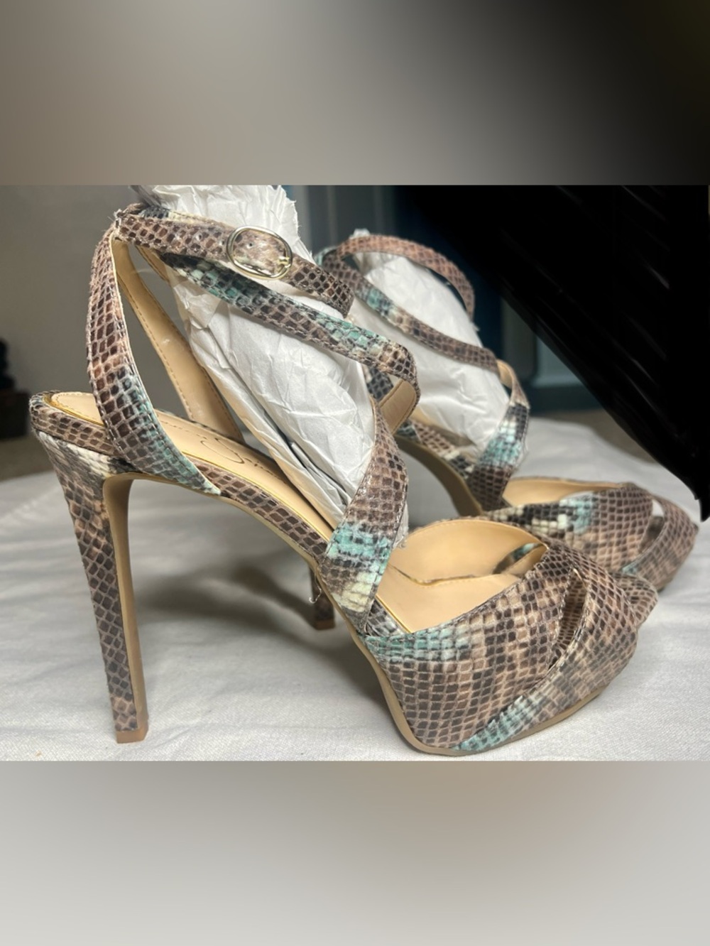 JESSICA SIMPSON Stylish Brown Snakeskin Women's Heels
